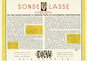 DKW Sonderklasse Modellprogramm 1933 Reuters Automobilprospekt (4635)